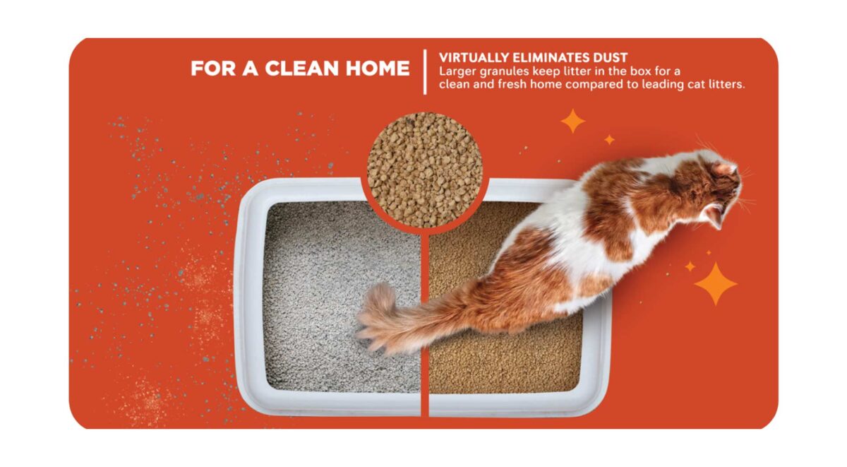 For a Clean Home - Virtually Eliminates Dust - Larger granules keep litter in the box for a clean and fresh home compared to leading cat litters.