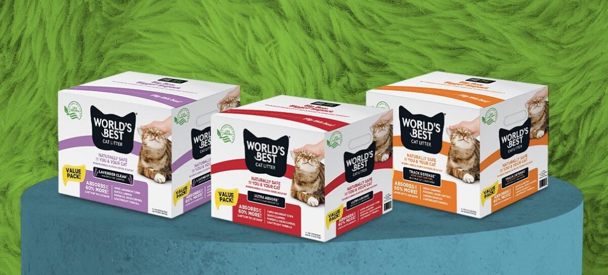 32lb Walmart value packs featuring World's Best Cat Litter® - Lavender Clean™, Ultra Absorb™, & Track Defense™